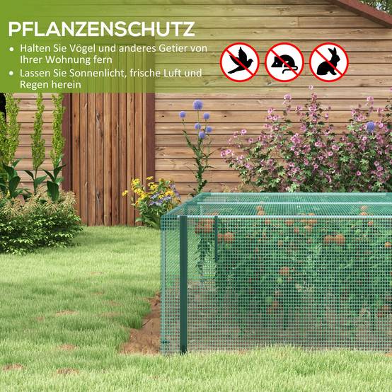 Tente Protection Potager Filet Anti-Insectes 373x125cm Porte Zippée Acier Vert - ComfortXL Outdoor Living - Image 3