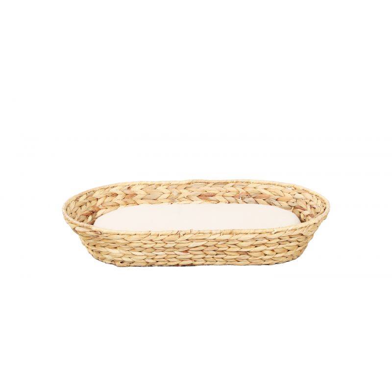Panier ovale HELIOS pour chien et chat en jacinthe d'eau coussin écru Beau Rivage - Image 1