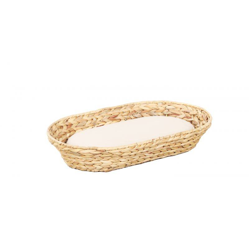 Panier ovale HELIOS pour chien et chat en jacinthe d'eau coussin écru Beau Rivage - Image 3