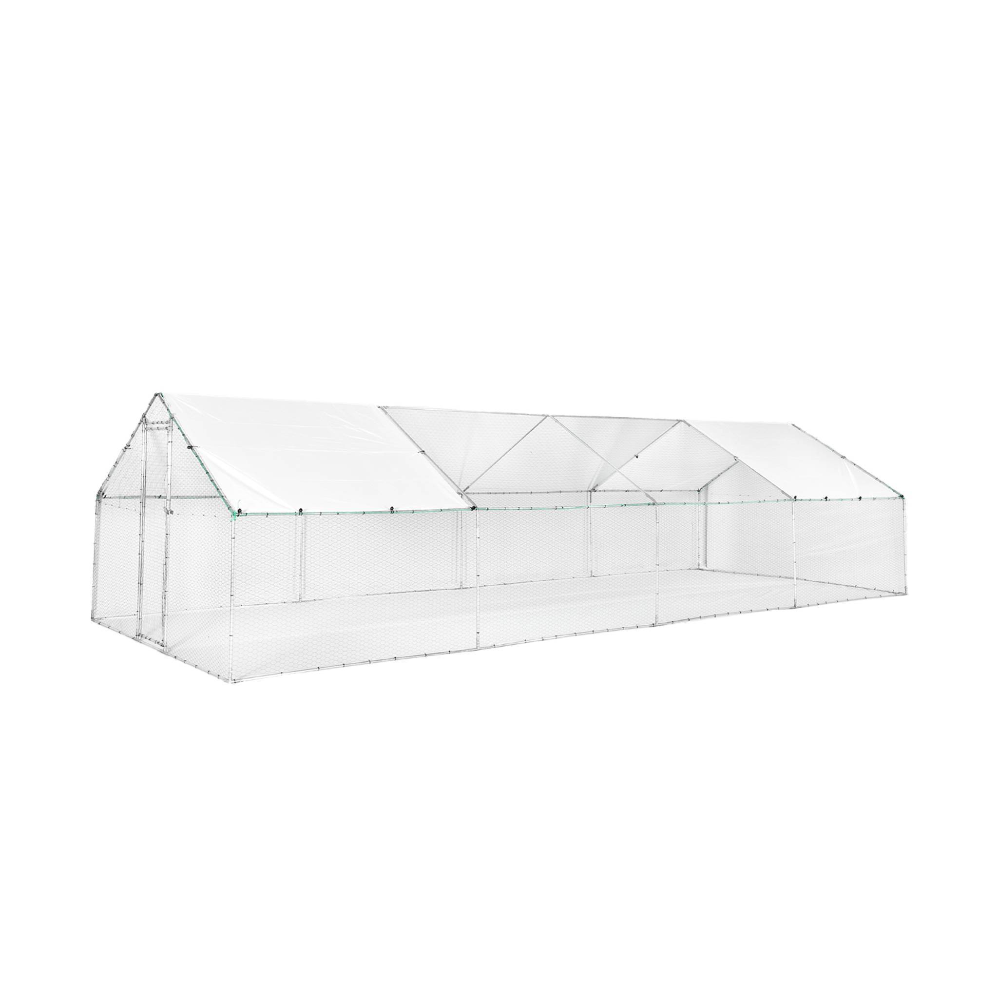 sweeek - Enclos poulailler acier galvanisé gris vert 24 m² Babette - Sweeek - Image 1