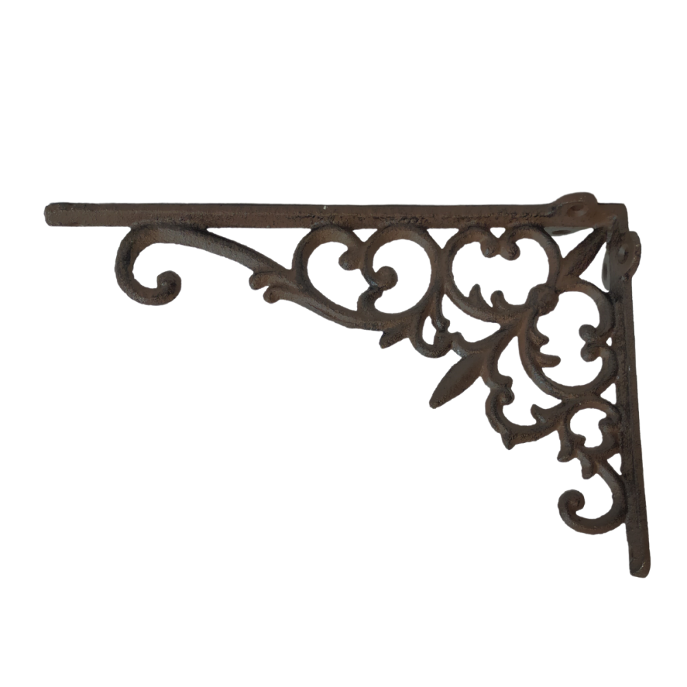 Équerre fixation étagère vintage ancienne fonte marron 24 x 15.5 cm Chemin de campagne - Image 1