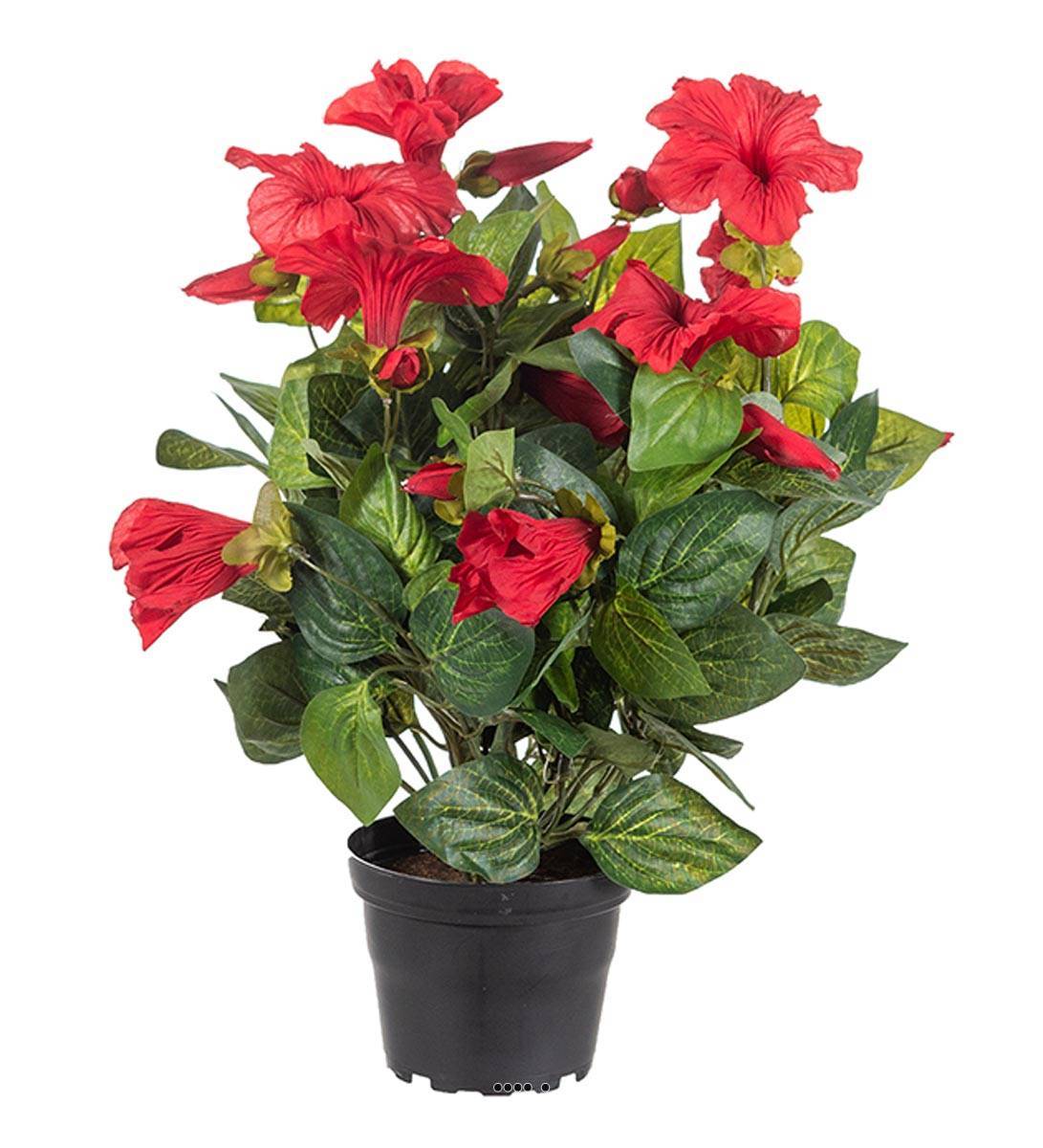 Artificielles - Petunia artificiel en pot H 38 cm 20 fleurs lumineux Rouge - couleur: Rouge - Imagen 1