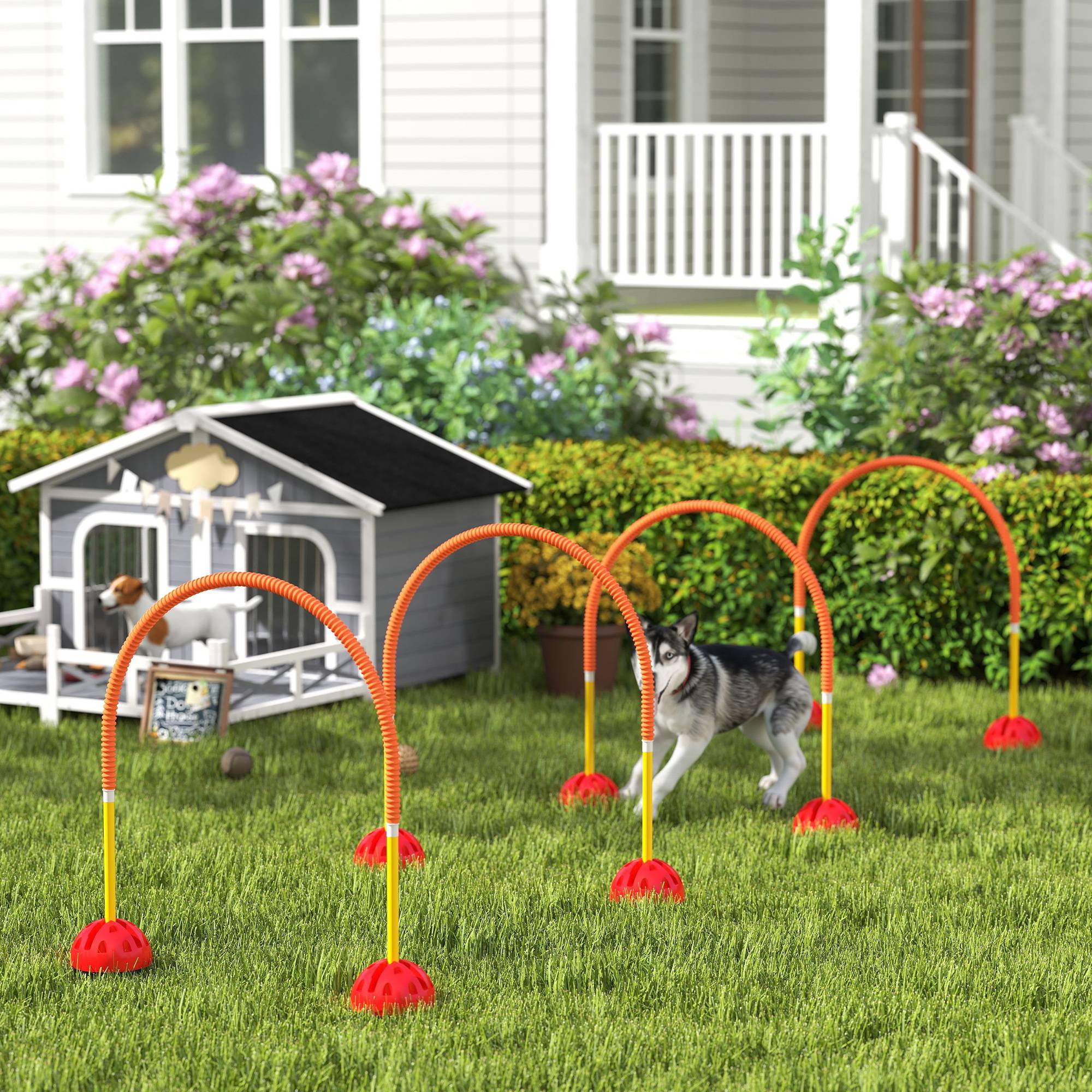 Kit d'agilité pour chien plastique orange 100 x 19.5 x 95 cm - PANGIVO - Image 3