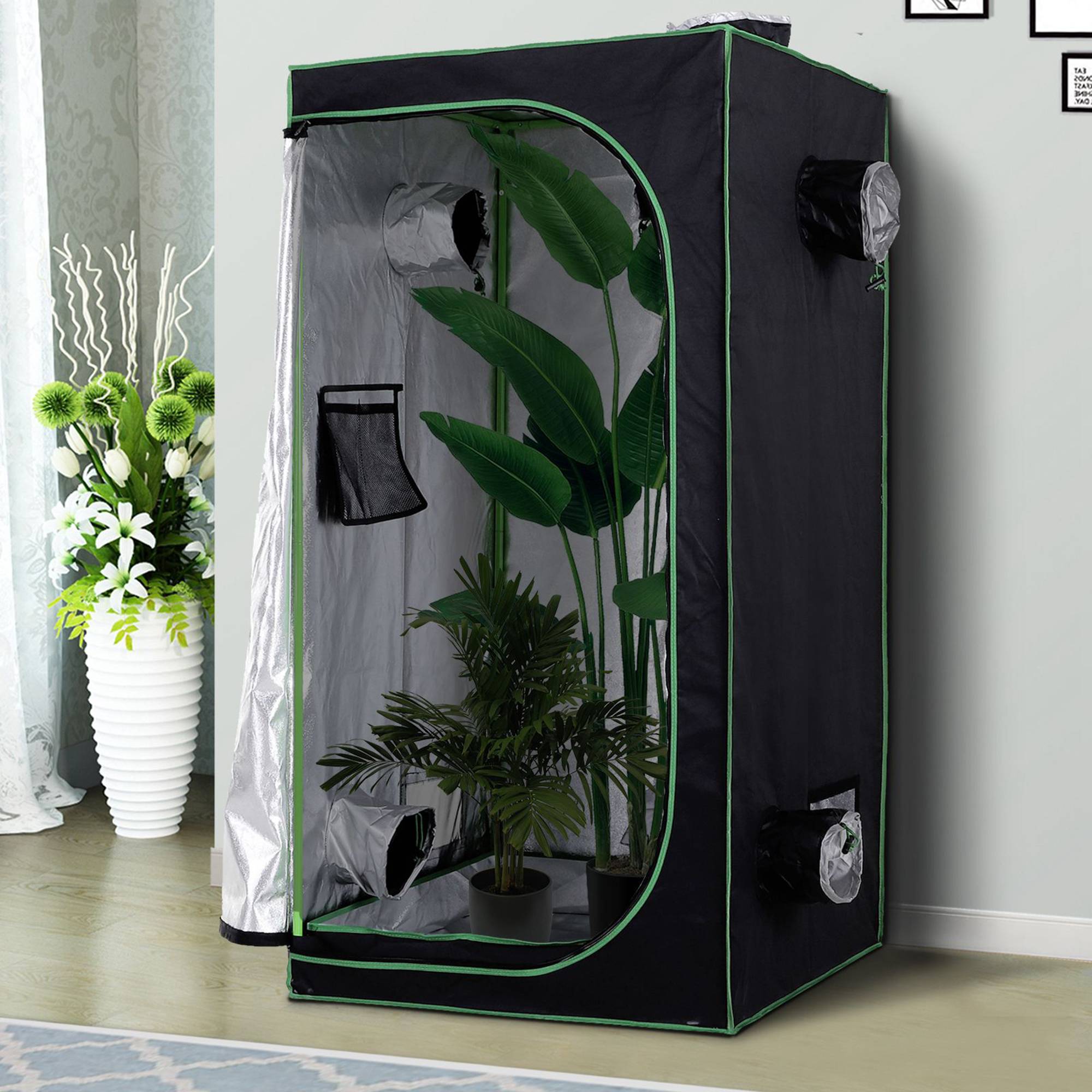 Sans Marque - Tente de culture hydroponique 80x80x160 cm grow box Oxford 600D serre intérieure ventilation réglable culture plantes hydroponie indoor - Image 3