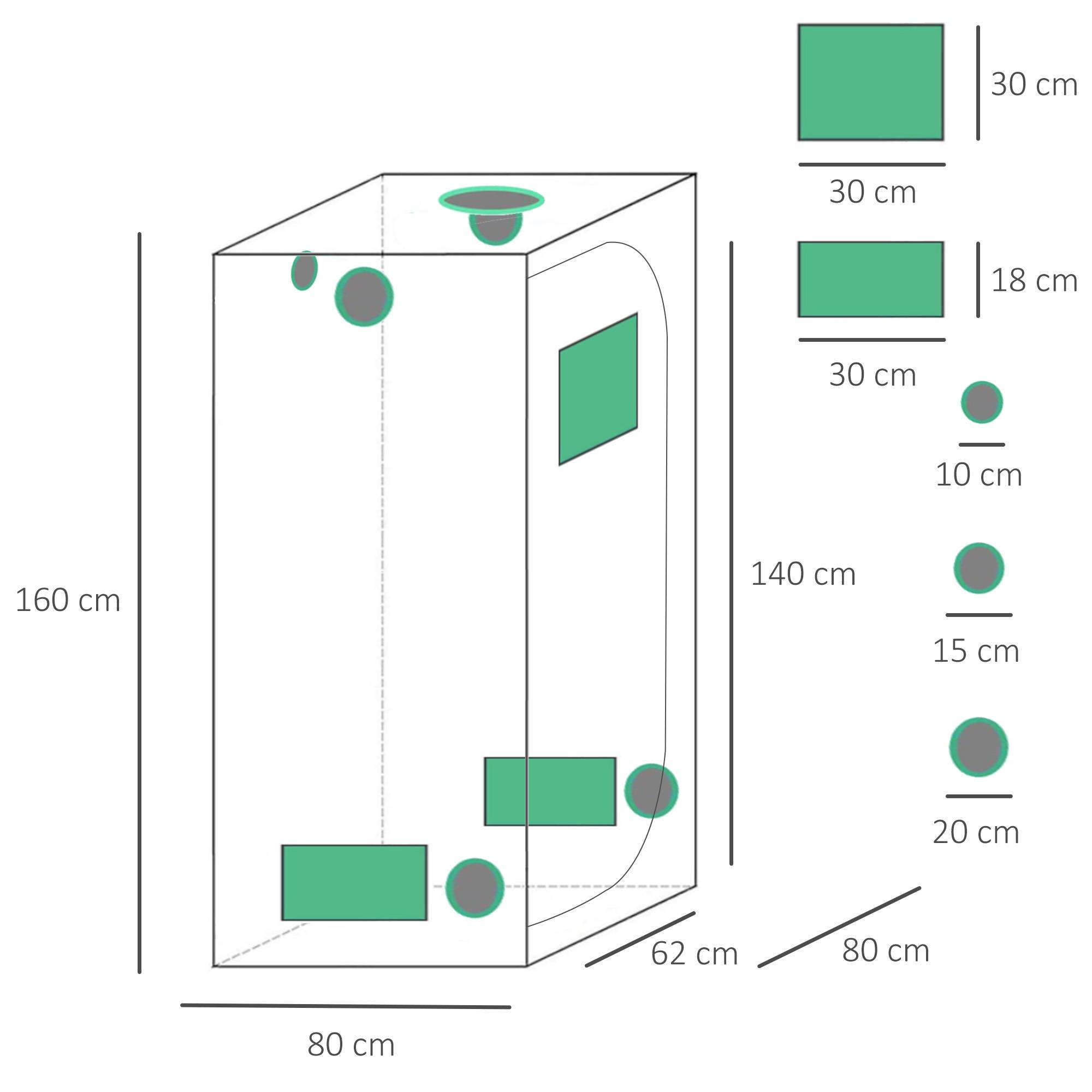 Sans Marque - Tente de culture hydroponique 80x80x160 cm grow box Oxford 600D serre intérieure ventilation réglable culture plantes hydroponie indoor - Image 5