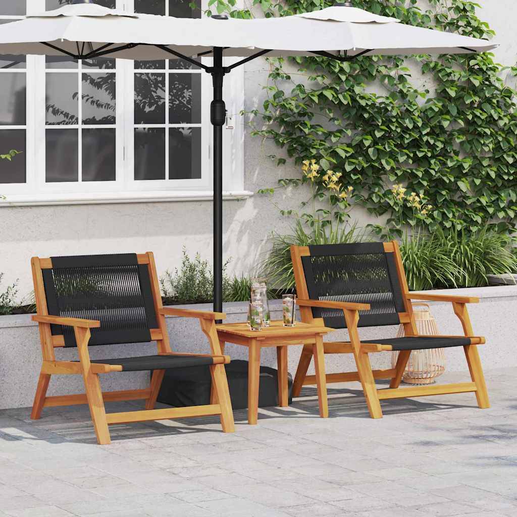 PANGIVO - Mobilier de jardin bois acacia massif noir 67 x 76 x 73 cm - PANGIVO