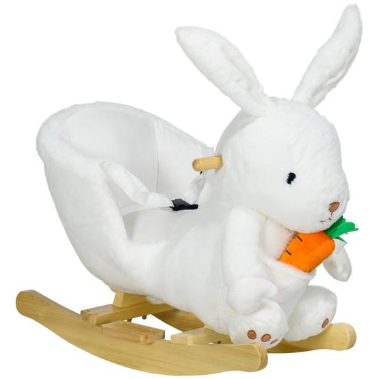Animal à bascule lapin avec sons et ceinture, 60x33x50 cm, blanc - Image 1