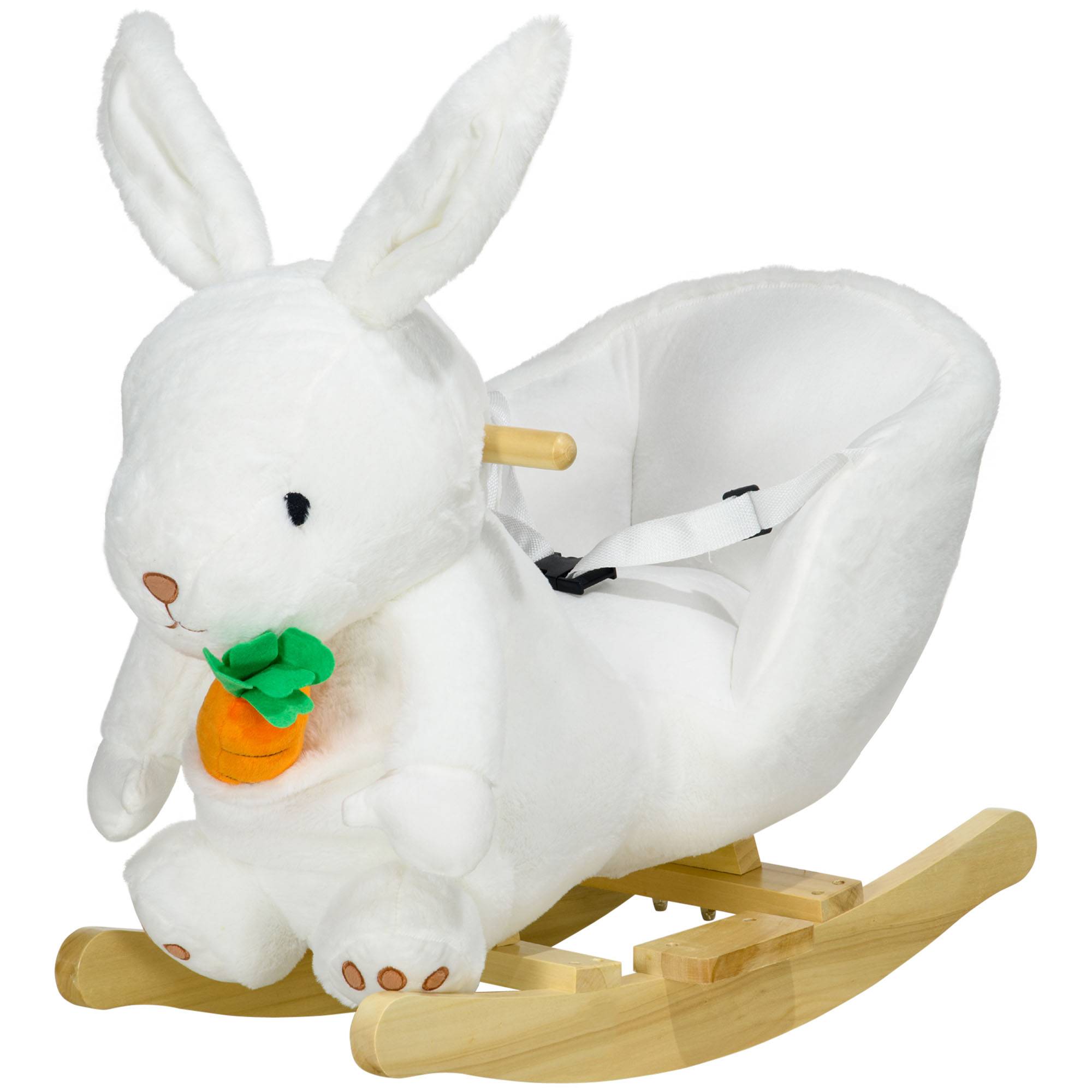 Animal à bascule lapin avec sons et ceinture, 60x33x50 cm, blanc - Image 2