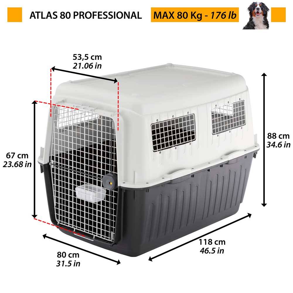 Ferplast - Transport pour Grands Chiens ATLAS 80, avec Mangeoire et Accessoires, Fermeture de sécurité, Grilles d'aération - Imagen 2