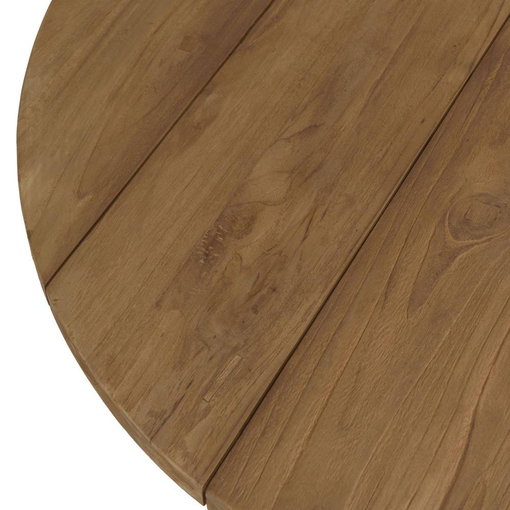Macabane - KALLY - Table basse de jardin ronde en bois de teck recyclé naturel D95cm - Image 3