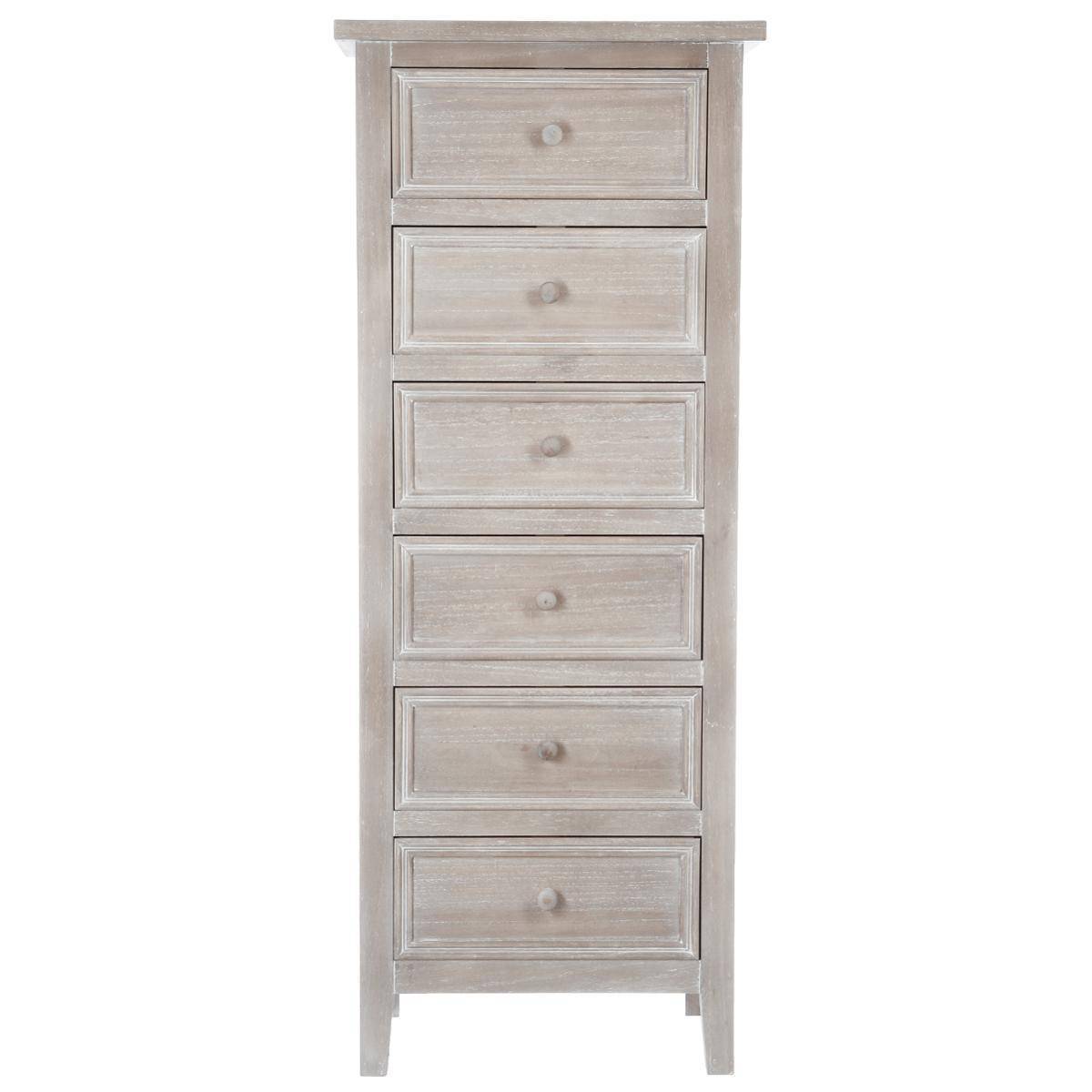 Atmosphera - Chiffonnier "Charme" bois blanchi 6 tiroirs - Atmosphera Créateur d'intérieur - Image 3