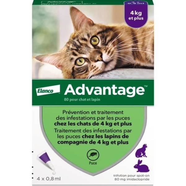 Advantage - ADVANTAGE Solution Antipuce Chat Lapin +4kg 4 pipettes - Image 1