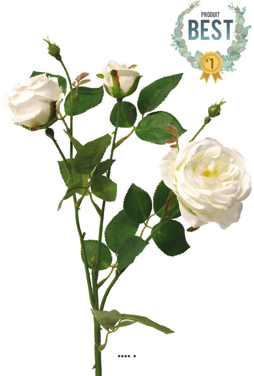 Artificielles - Rose Paris artificielle, ramifiée, 3 têtes, 61 cm, Crème - BEST - couleur: Crème - Imagen 1