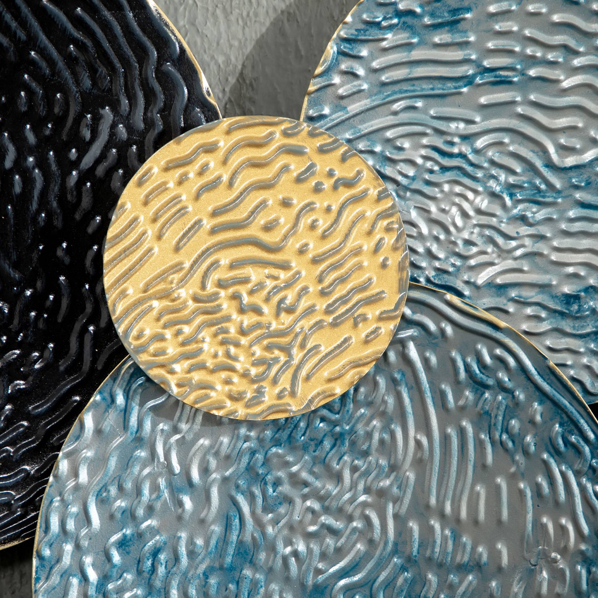 Sculpture murale 3D en métal pour salon design moderne 121x53cm noir bleu or - ComfortXL Outdoor Living - Image 8