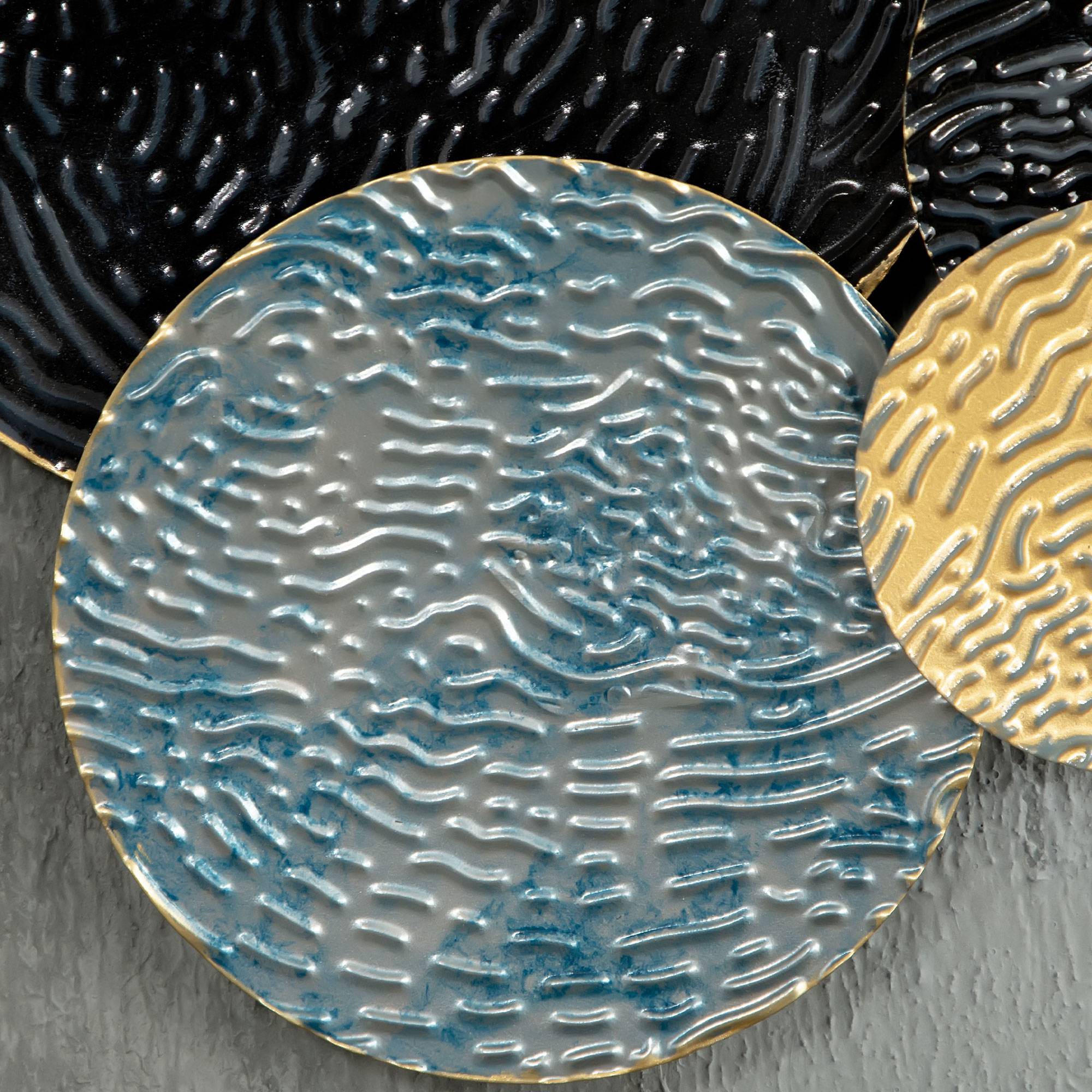 Sculpture murale 3D en métal pour salon design moderne 121x53cm noir bleu or - ComfortXL Outdoor Living - Image 7