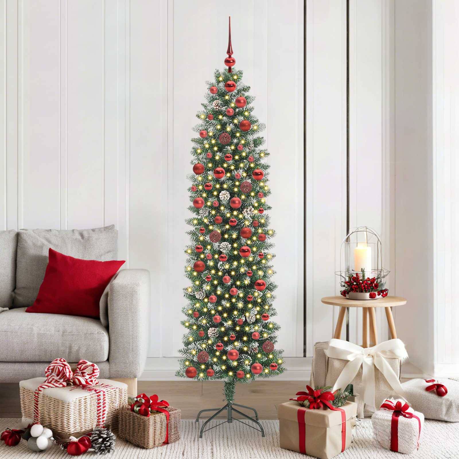 Vidaxl - Arbre de Noël artificiel slim Vert et blanc 180 cm vidaXL 3395293 - Image 1