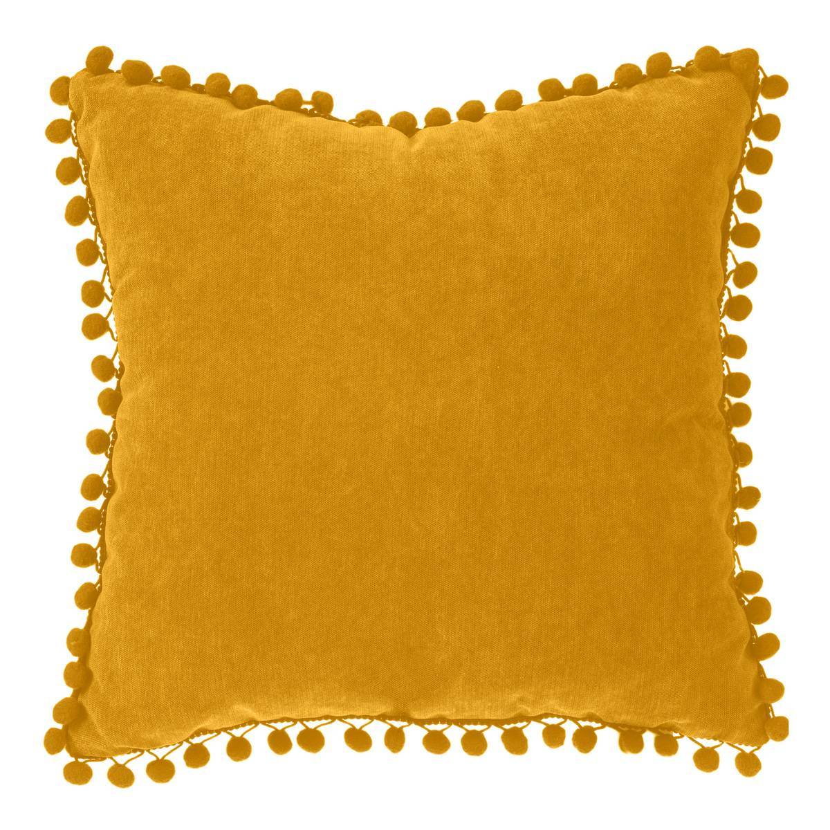 Atmosphera - Coussin pompons jaune moutarde 40x40cm - Atmosphera Créateur d'intérieur - Imagen 1