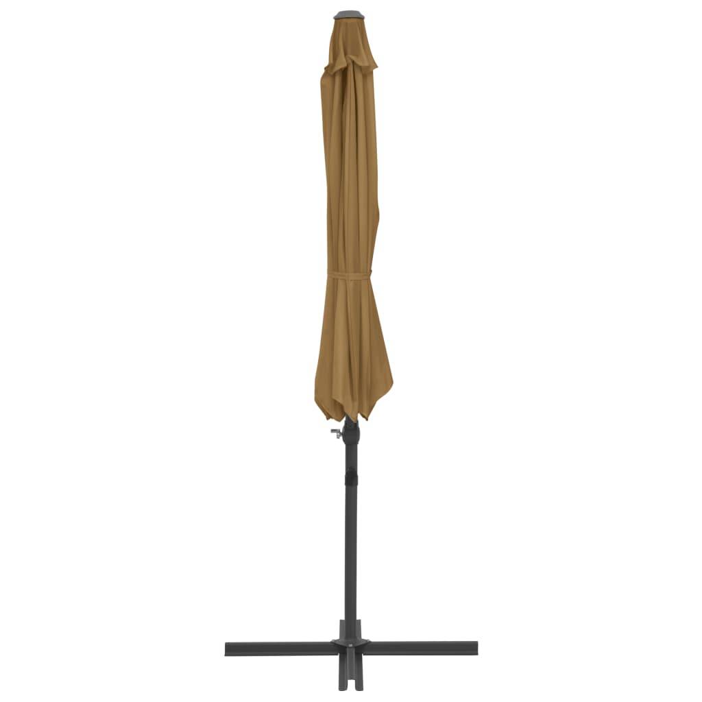 Helloshop26 - Parasol meuble de jardin en porte-à-faux avec mât en acier 300 cm taupe - Imagen 4