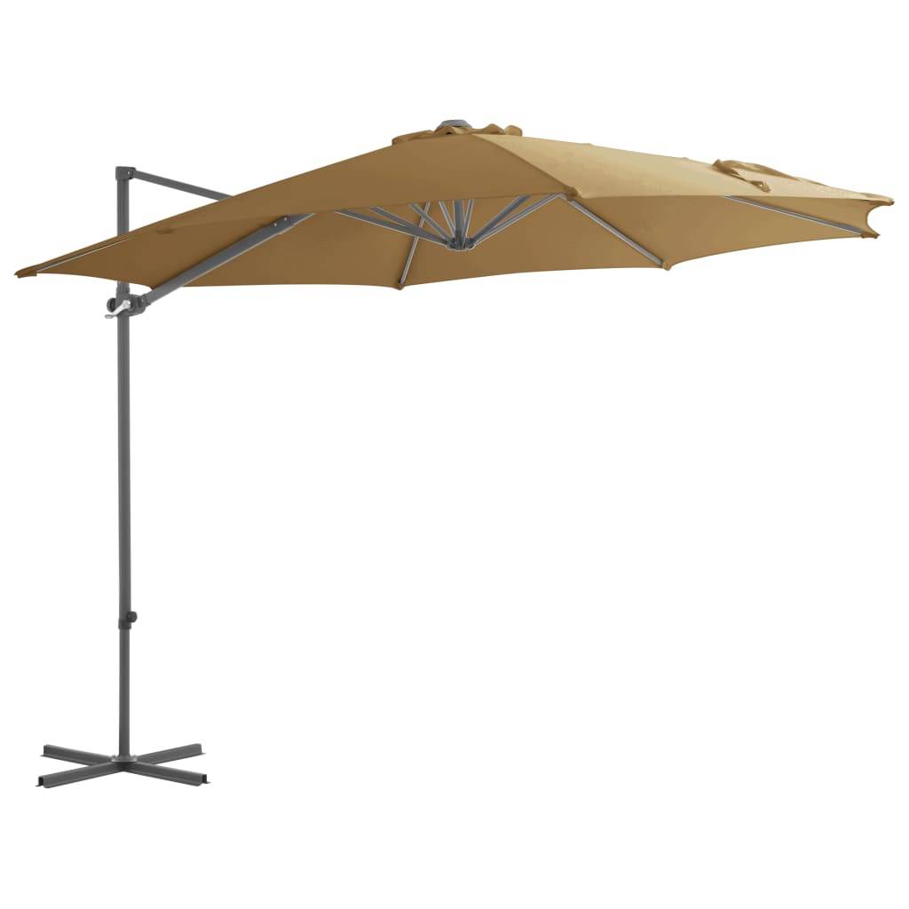 Helloshop26 - Parasol meuble de jardin en porte-à-faux avec mât en acier 300 cm taupe - Imagen 1