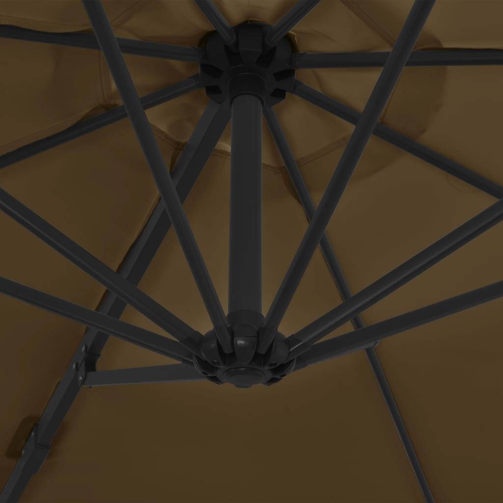 Helloshop26 - Parasol meuble de jardin en porte-à-faux avec mât en acier 300 cm taupe - Imagen 6