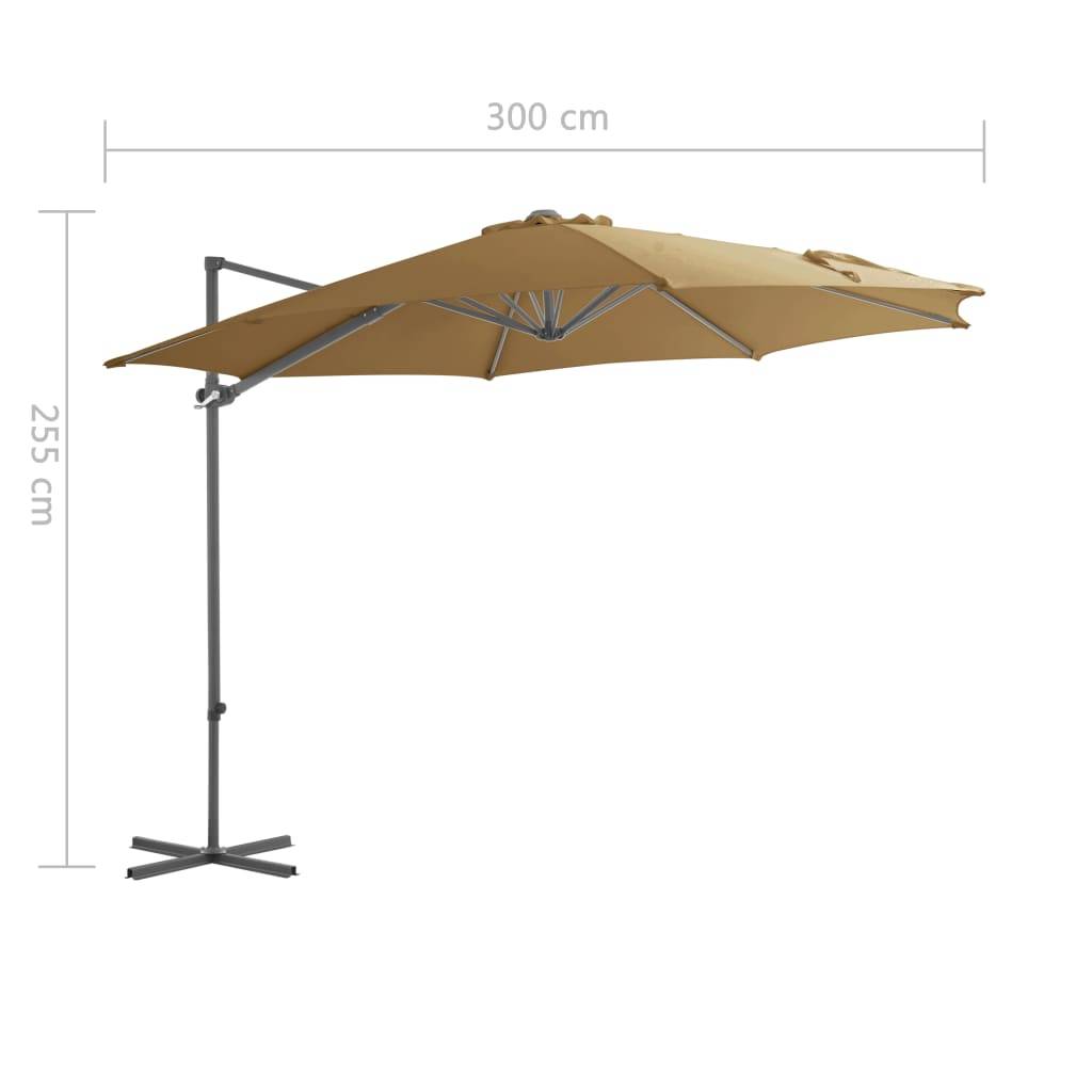 Helloshop26 - Parasol meuble de jardin en porte-à-faux avec mât en acier 300 cm taupe - Imagen 8