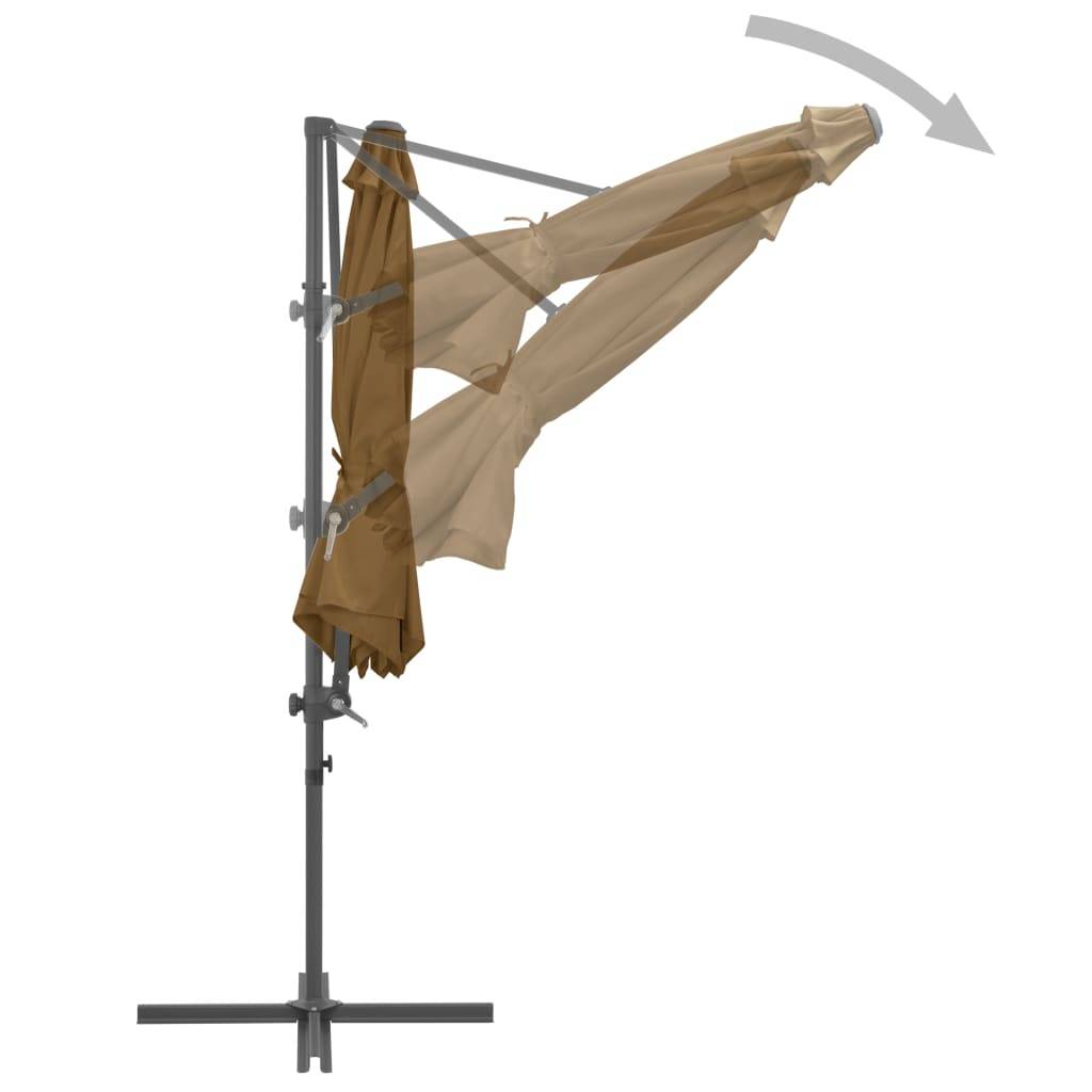 Helloshop26 - Parasol meuble de jardin en porte-à-faux avec mât en acier 300 cm taupe - Imagen 5