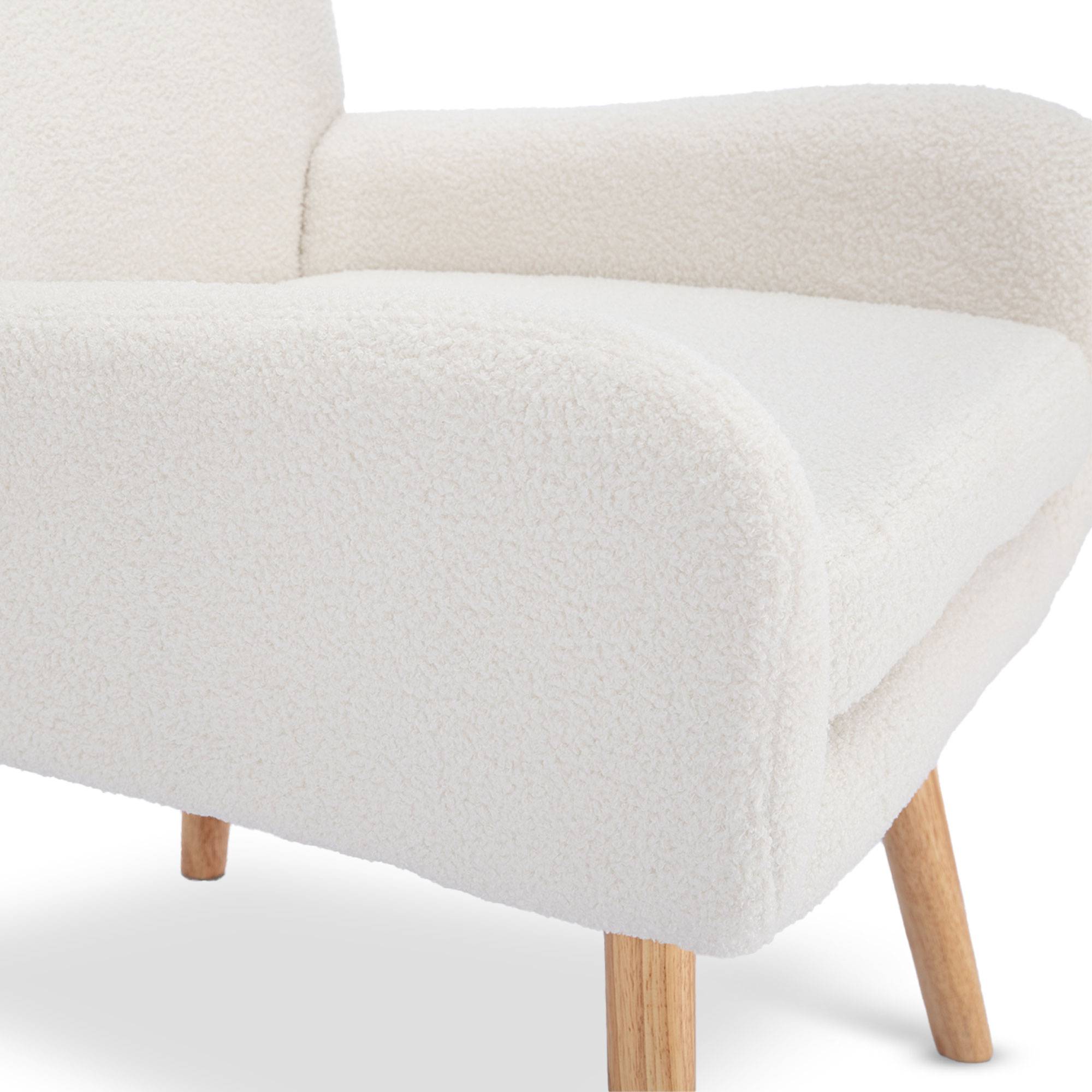 Sicaan Fauteuil scandinave moderne GAÏA tissu bouclette blanc - Image 7