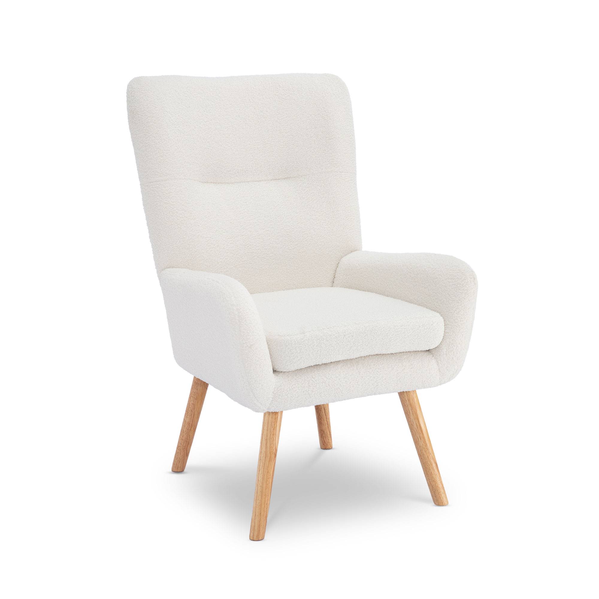 Sicaan Fauteuil scandinave moderne GAÏA tissu bouclette blanc - Image 4