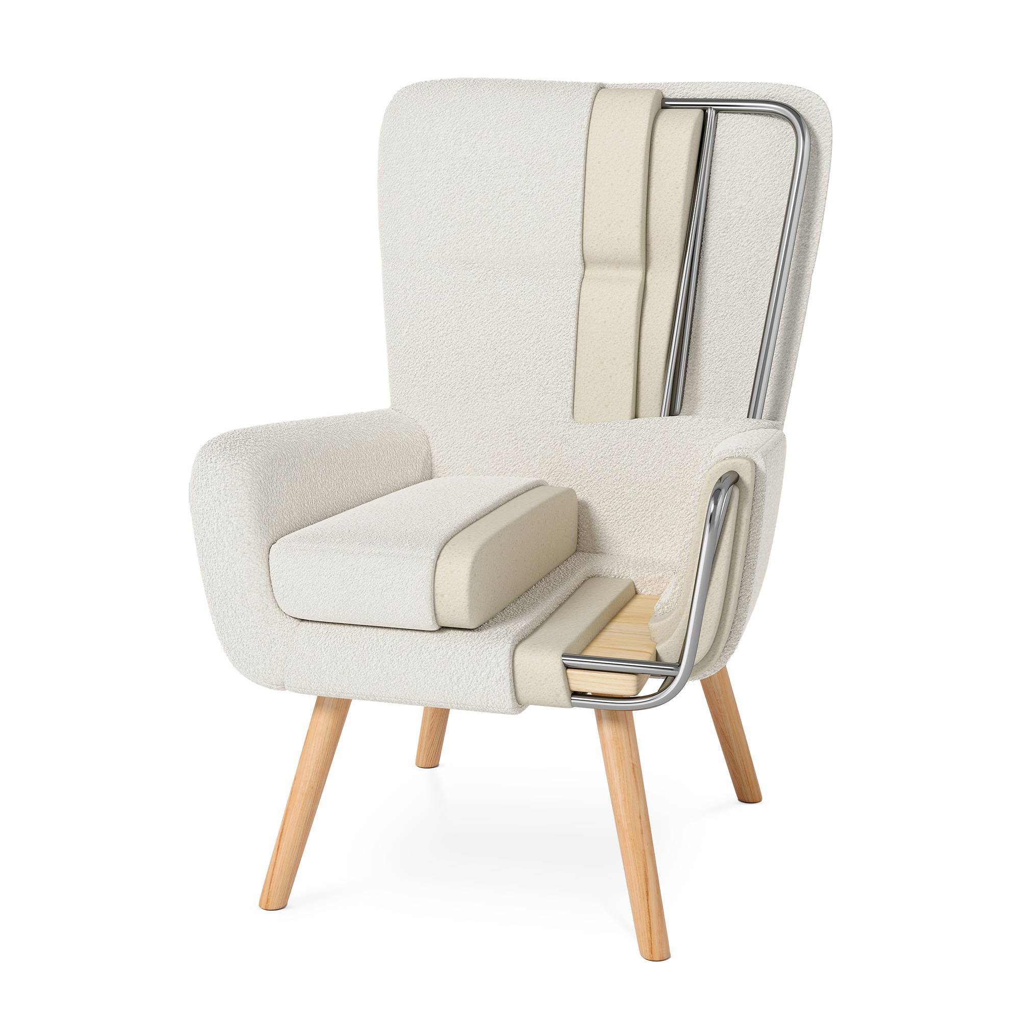 Sicaan Fauteuil scandinave moderne GAÏA tissu bouclette blanc - Image 6