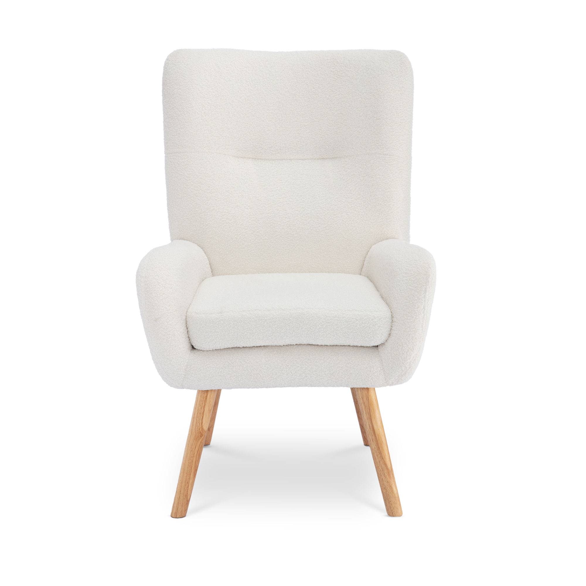 Sicaan Fauteuil scandinave moderne GAÏA tissu bouclette blanc - Image 3