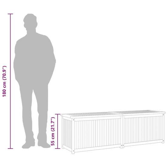 Grand Coffre de Rangement en Teck Massif pour Jardin avec Sac Intérieur 175x50x55 cm – ComfortXL Outdoor Living - Image 8