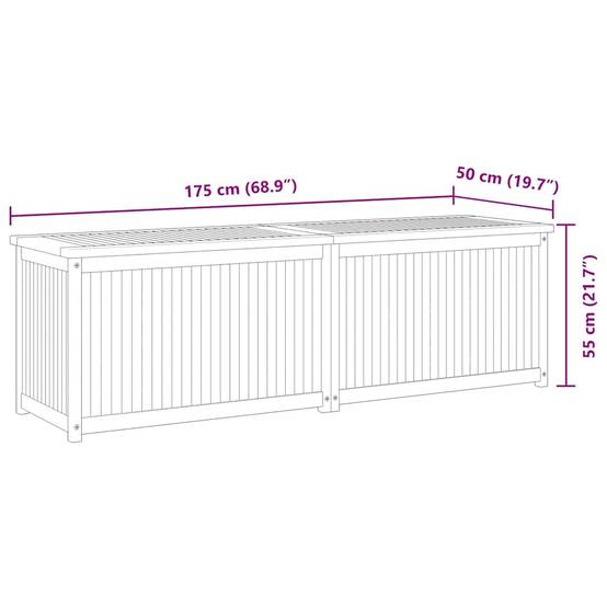 Grand Coffre de Rangement en Teck Massif pour Jardin avec Sac Intérieur 175x50x55 cm – ComfortXL Outdoor Living - Image 7
