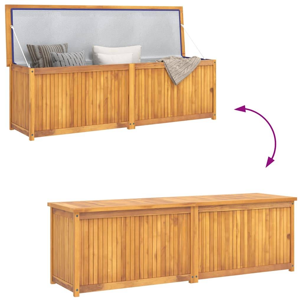 Grand Coffre de Rangement en Teck Massif pour Jardin avec Sac Intérieur 175x50x55 cm – ComfortXL Outdoor Living - Image 5