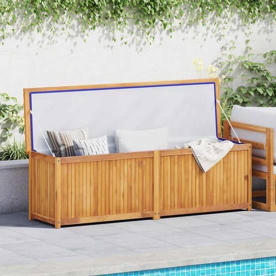 Grand Coffre de Rangement en Teck Massif pour Jardin avec Sac Intérieur 175x50x55 cm – ComfortXL Outdoor Living - Image 2