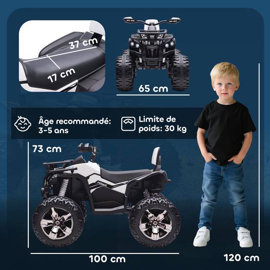 Quad Buggy électrique Enfant 12 V 8 Km/h Max. Voiture électrique Enfant avec Effets Lumineux sonores métal PP - Image 5