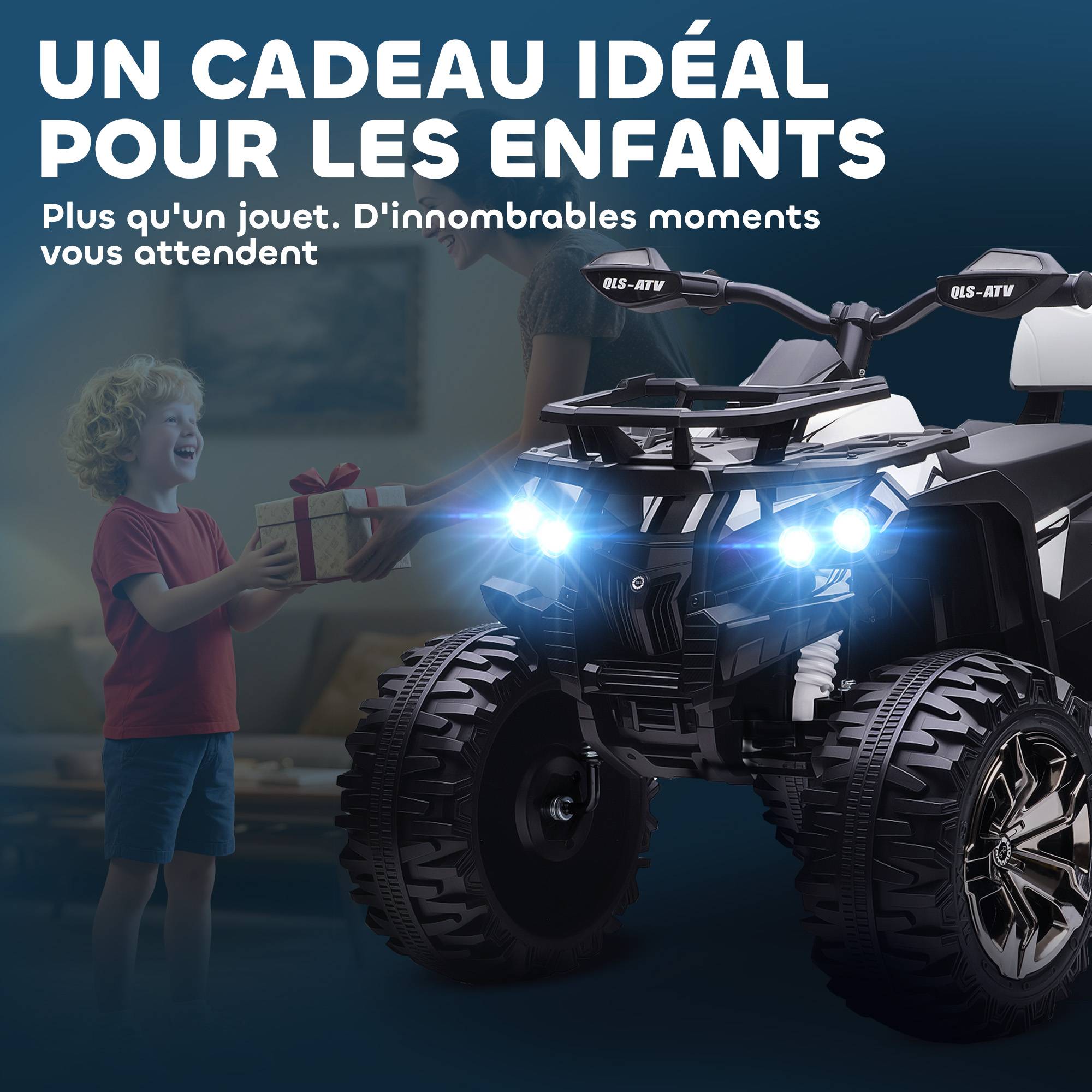 Quad Buggy électrique Enfant 12 V 8 Km/h Max. Voiture électrique Enfant avec Effets Lumineux sonores métal PP - Image 10
