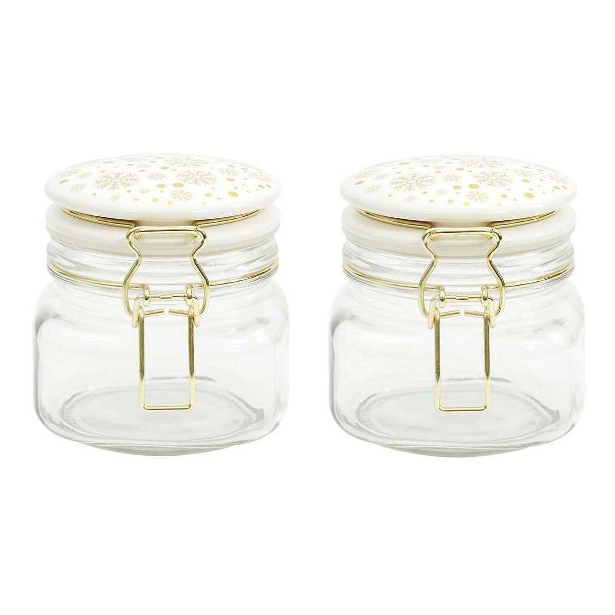 The Home Deco Factory - Set de 2 bocaux en verre couvercle céramique - Image 1