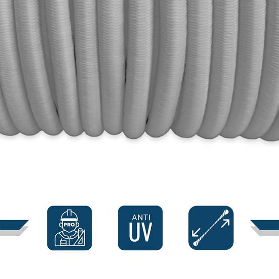 Sandow élastique Gris 100 mètres 9SW - Qualité PRO - Tendeur pour bâche de diamètre 9 mm TECPLAST - Imagen 3