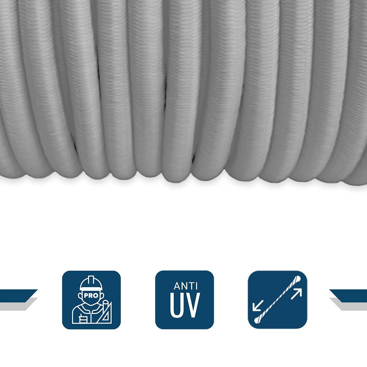 Sandow élastique Gris 100 mètres 9SW - Qualité PRO - Tendeur pour bâche de diamètre 9 mm TECPLAST - Imagen 3