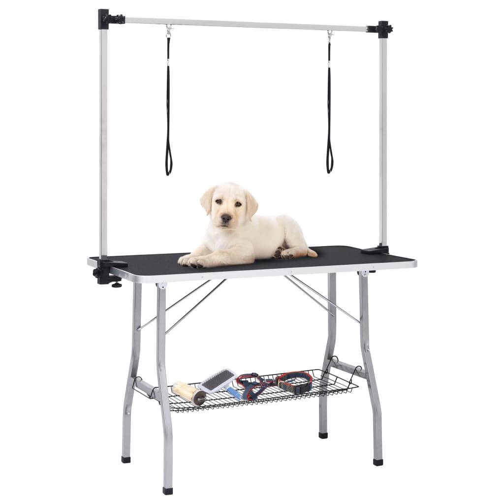 Vidaxl - Table de toilettage réglable de chiens avec 2 boucles et panier vidaXL 171070 - Imagen 1