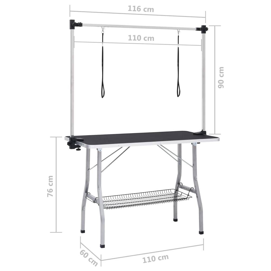 Vidaxl - Table de toilettage réglable de chiens avec 2 boucles et panier vidaXL 171070 - Imagen 3