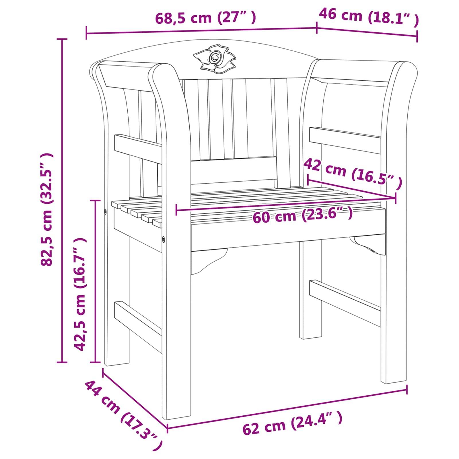 Banc de jardin | Banc Finition à l'huile naturelle 68,5 x 46 x 82,5 cm Maison Chic - Image 9