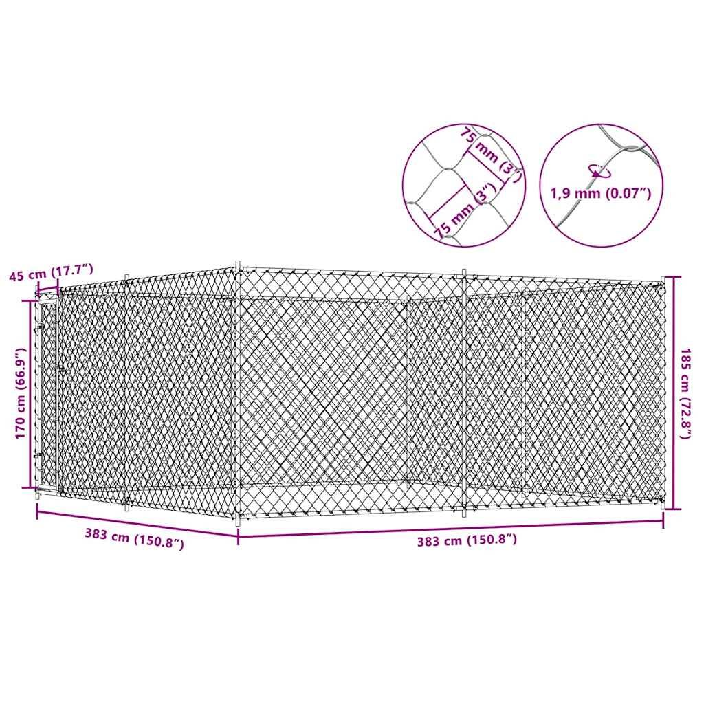 Vidaxl - Chenil extérieur pour chiens 383x383x185 cm vidaXL 145028 - Imagen 3
