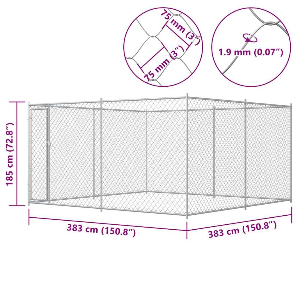 Vidaxl - Chenil extérieur pour chiens 383x383x185 cm vidaXL 145028 - Imagen 4