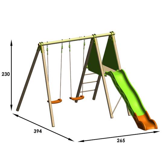 Station de jeux bois poutre métal 2,30 m Techwood ARROBA - 4 enfants - Image 3