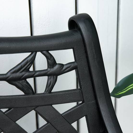 ComfortXL - Banc de jardin aluminium noir 102,5 x 61 x 84 cm terrasse balcon extérieur 2 places dossier haut accoudoirs - Image 8