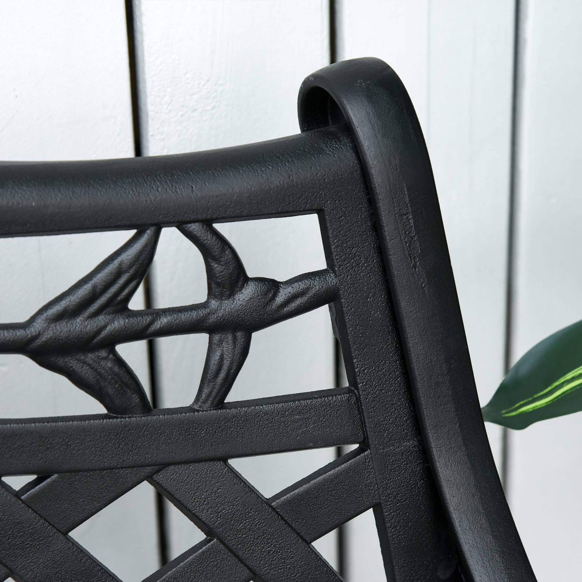 ComfortXL - Banc de jardin aluminium noir 102,5 x 61 x 84 cm terrasse balcon extérieur 2 places dossier haut accoudoirs - Image 8