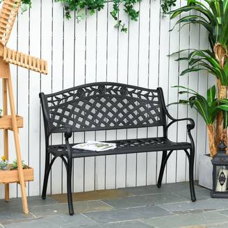 ComfortXL - Banc de jardin aluminium noir 102,5 x 61 x 84 cm terrasse balcon extérieur 2 places dossier haut accoudoirs