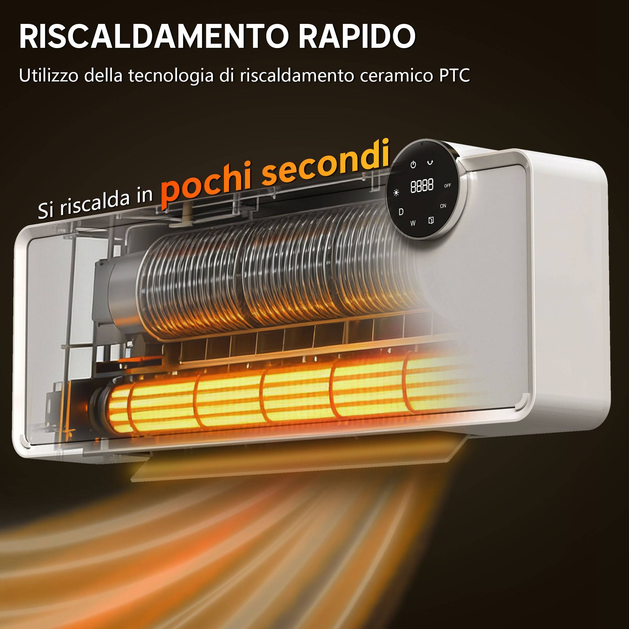 Radiateur électrique mural en céramique 2000 W avec 3 modes, température réglable, minuterie et télécommande, blanc - Image 6