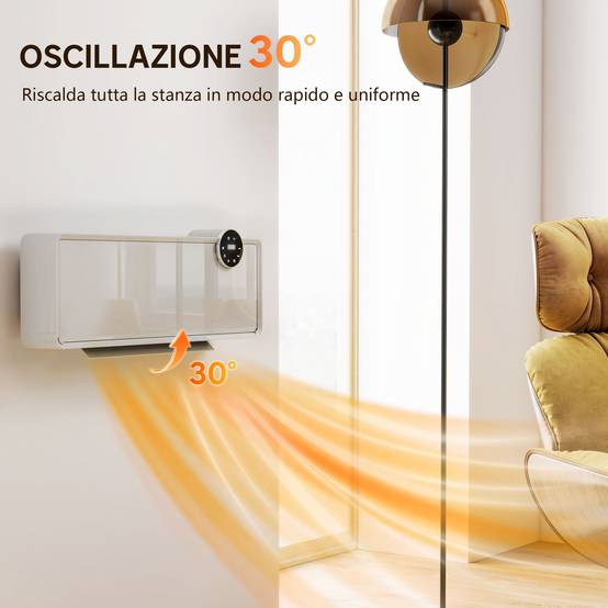 Radiateur électrique mural en céramique 2000 W avec 3 modes, température réglable, minuterie et télécommande, blanc - Image 8
